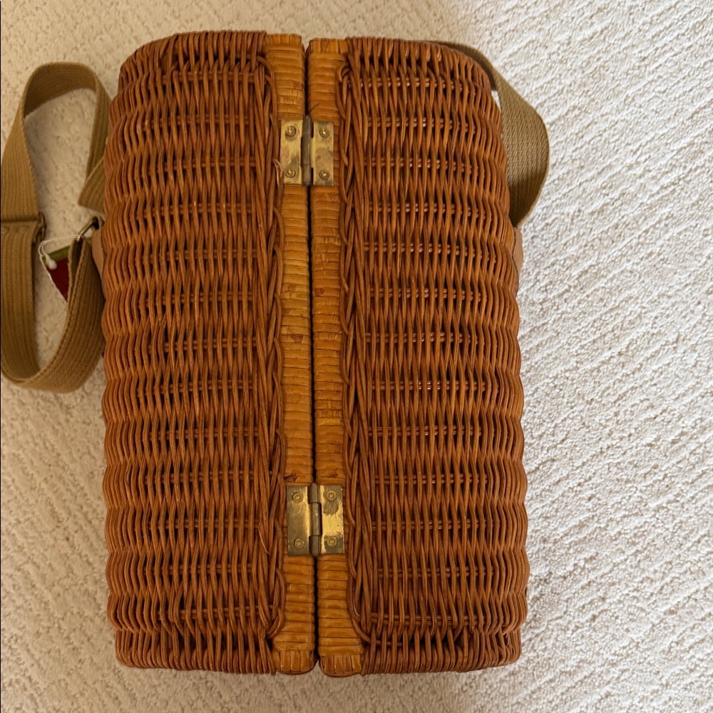 NWT Vintage Picnic Time “Bacchus” Rattan Insulated Wine Basket Shoulder Strap - Picture 13 of 15
